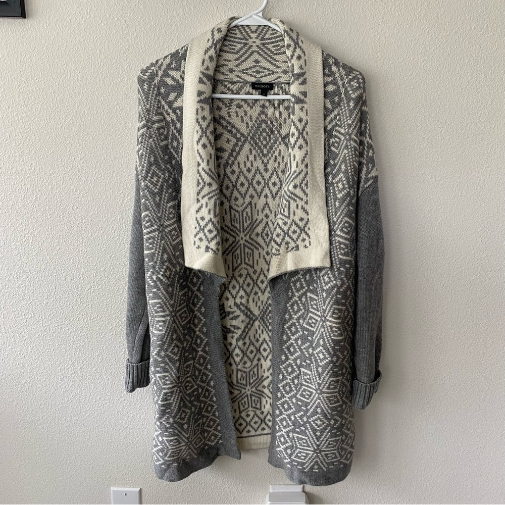Talbots | Women's Open Front Longline Cardigan Wool Cashmere Blend Size Medium